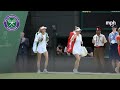 Simona Halep and Aliaksandra Sasnovich take to No.1 Court at Wimbledon 2019