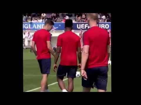 Joe Hart's rabona nutmeg on John Stones while training with England