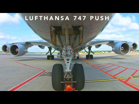 Tug driver POV: Lufthansa 747-400 pushback and engine startup