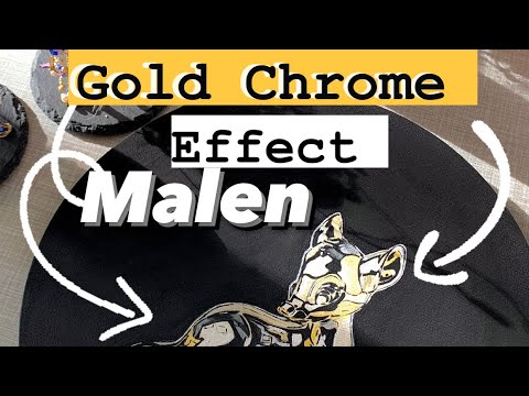 Bambi in Gold Chrome-Effekt malen #Acryl #malen #goldeffekt #kunst #acrylmalerei #shorts #short