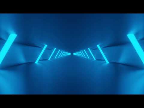 Metal Tunnel With Blue Neon Light
