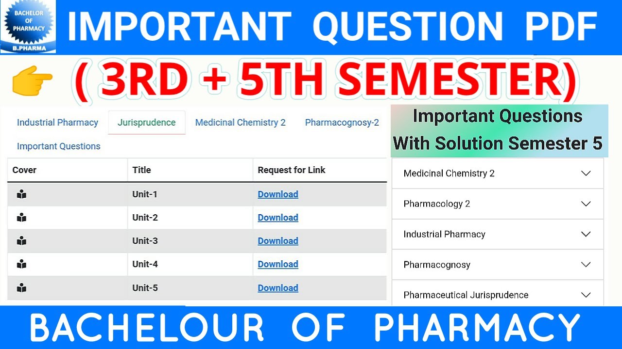 How to download 5th semester important question with solution pdf || Pharma lectures ||
