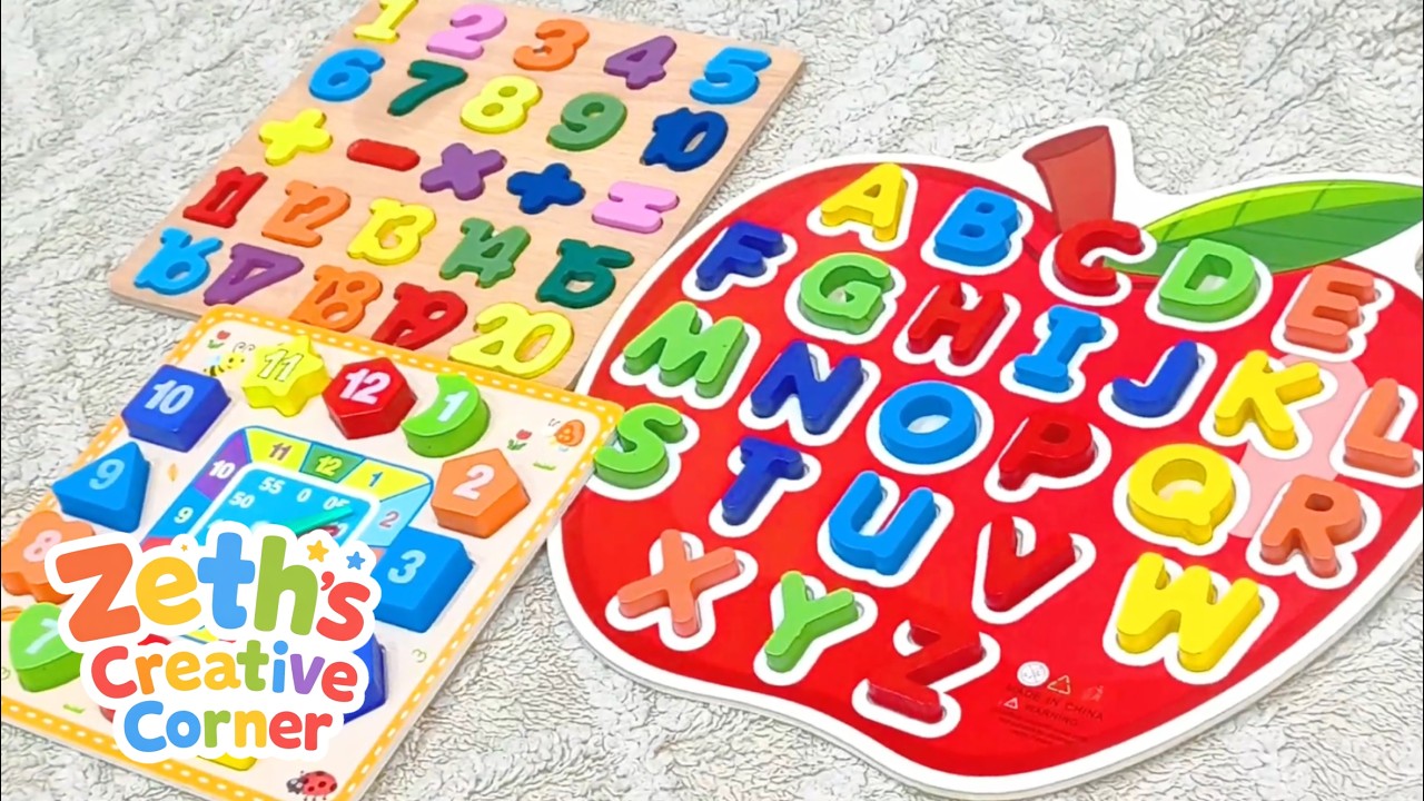 Learn ABCs, Numbers & Shapes for Toddlers | Calm Preschool Puzzle | No Voiceover Sensory Play
