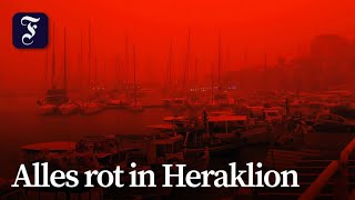 Sahara-Sand färbt Kreta rot