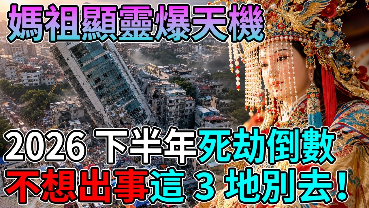 🚨 2026大災之年預警！白沙屯媽祖顯靈急洩天機：比地震更可怕的「4大死劫」即將引爆💥！下半年這3個地方千萬別去，看懂保命還來得及！🙏#白沙屯媽祖 #媽祖顯靈 #2026災難預警 #媽祖示警