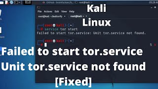 Failed to start tor service Unit tor service not found [Fixed]