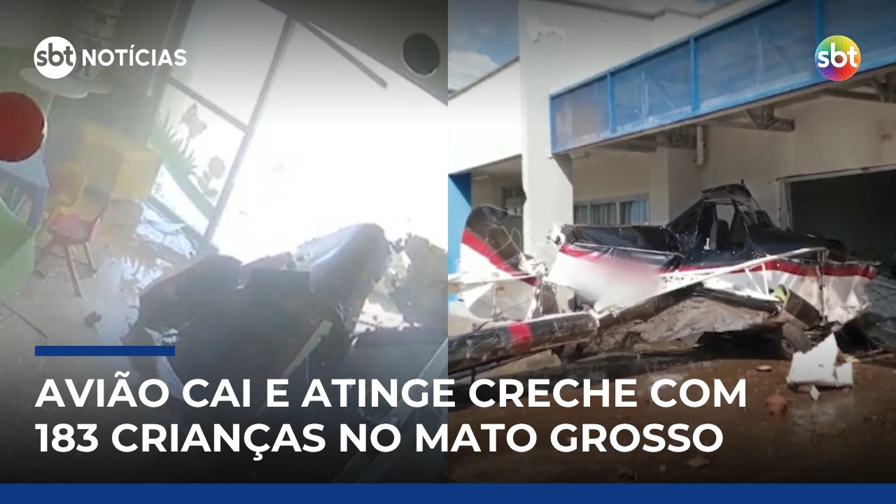 Avião atinge creche com 183 crianças e queda é registrada por câmeras em MT 