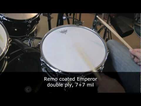 Snare drum heads sound test