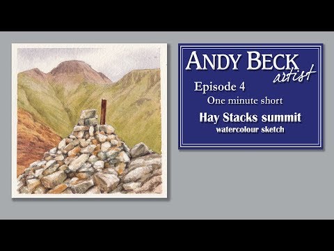Hay Stacks summit watercolour sketch