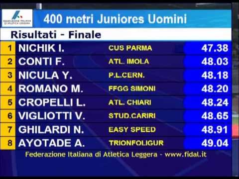 CAMPIONATI ITALIANI J/P 2013 FINALE 400 piani JUNIORES UOMINI