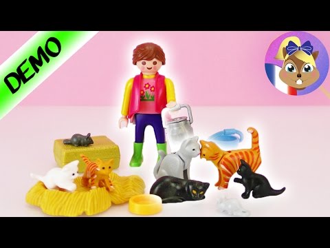 Playmobil Country Famille de chats colorés 6139 | Petits chats adorables et fermière