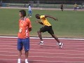 2008 OG Usain Bolt warm-up before 200m World Record