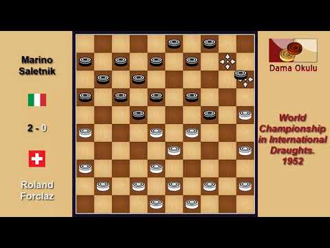 Roland Forclaz (SUI) - Marino Saletnik (ITA). Draughts World Championship. 1952.
