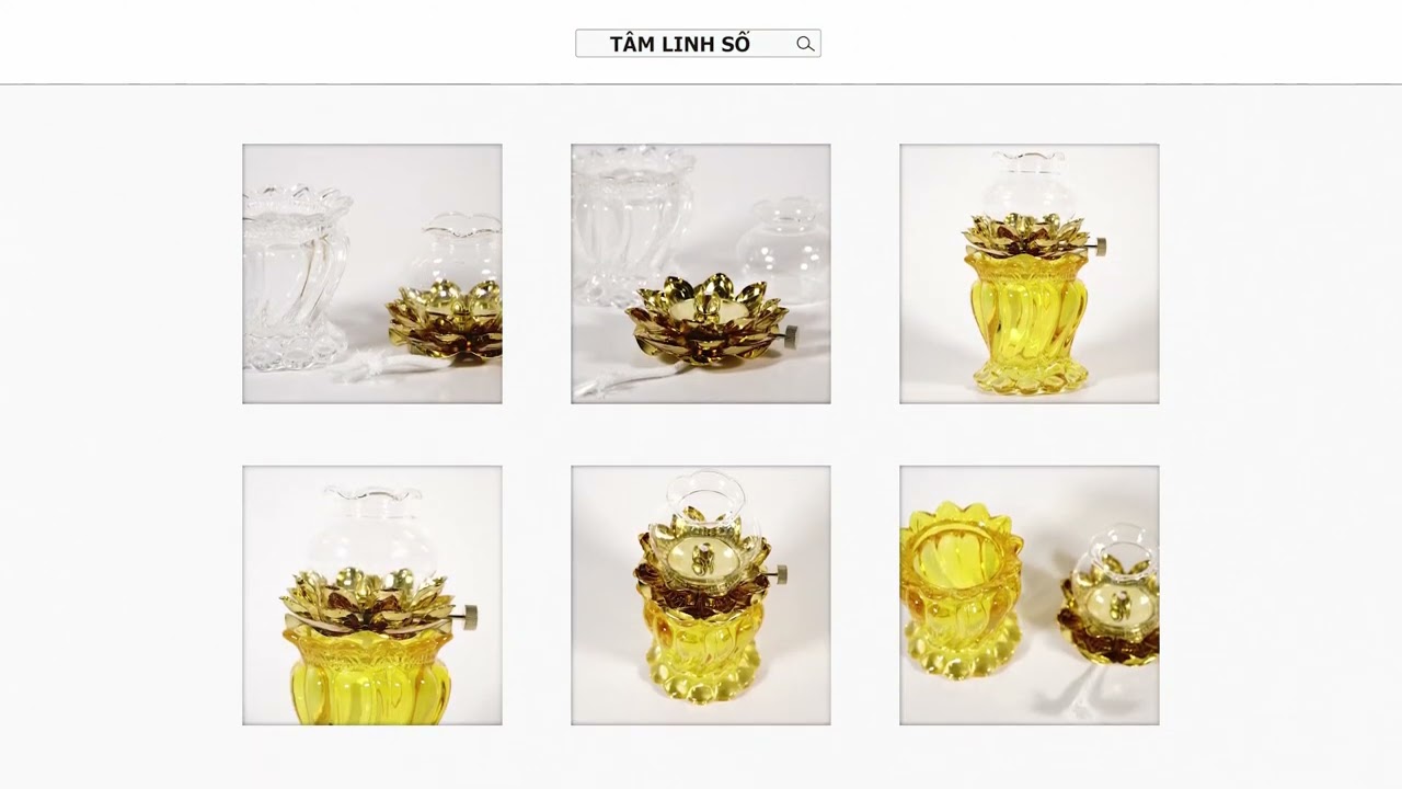 Đèn dầu thờ cúng sóng nước cách điệu thủy tinh chuôi mạ vàng - Cao 15cm nhiều màu