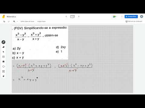 (FGV) Simplificando-se a expressão [(x³ – y³)/(x – y) – (x³ + y³)/(x + y)] , obtém-se