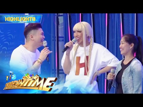 Vice Ganda and Vhong try to lift up the energy of a RamPanalo contestant It's Showtime