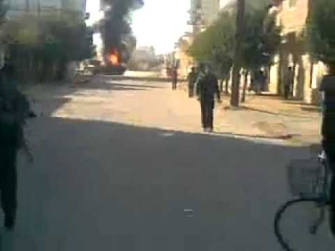 تدمير دبابة T72 من قبل كتائب الفاروق في حي بابا عمرو في حمص