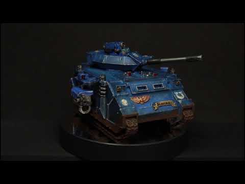 Warhammer 40k Predator Tank - Ultramarines on a display