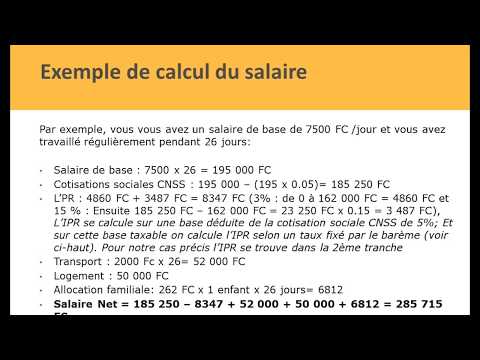 Calcul du salaire en RDC en 2020