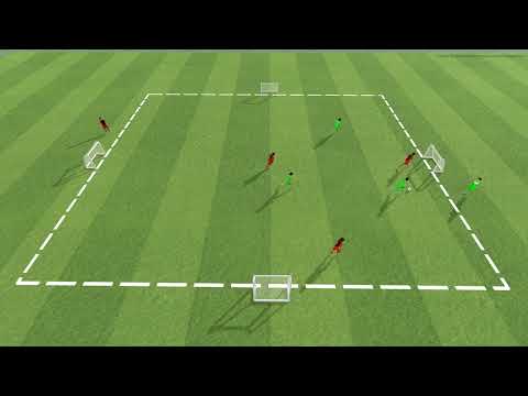 Dribbelspiel - 3 gegen 3 auf alle 4 Tore