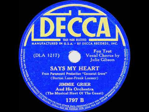 1938 Jimmie Grier - Says My Heart (Julie Gibson, vocal)