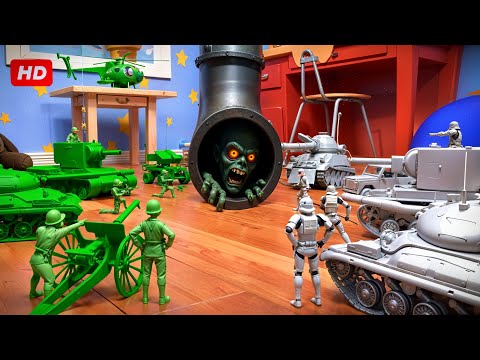 Green toy soldiers VS Zombies Vs Storm troopers...💀🚁 (The final battle)