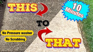 How to clean / pressure wash a driveway & sidewalk without a pressure washer ! * No Scrubbing diy *