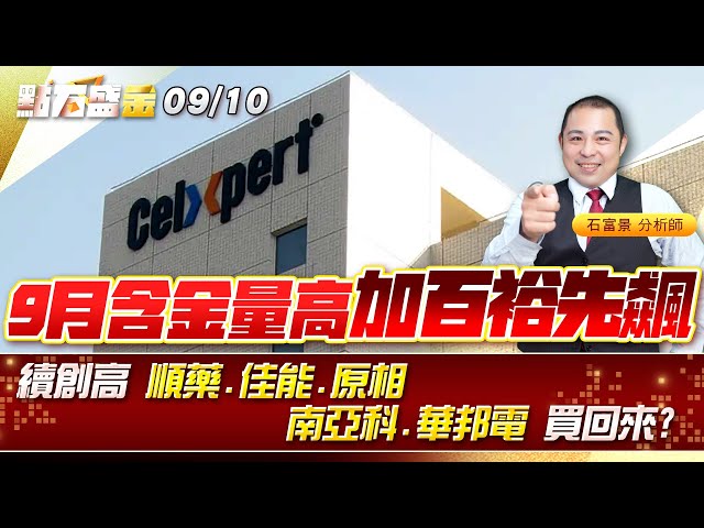 9月含金量高 加百欲先飆~續創高 #順藥 #佳能 #原相 #南亞科 #華邦電 買回來? 《點石盛金》石富景