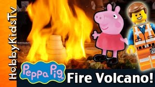Mickey Mouse + Peppa Pig See a Volcano at Dinner! Teppan Food HobbyKidsTV