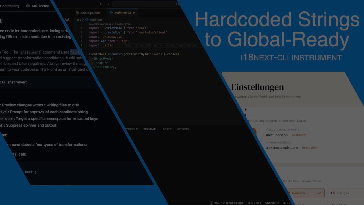 Hardcoded Strings to Global-Ready (i18next-cli instrument)
