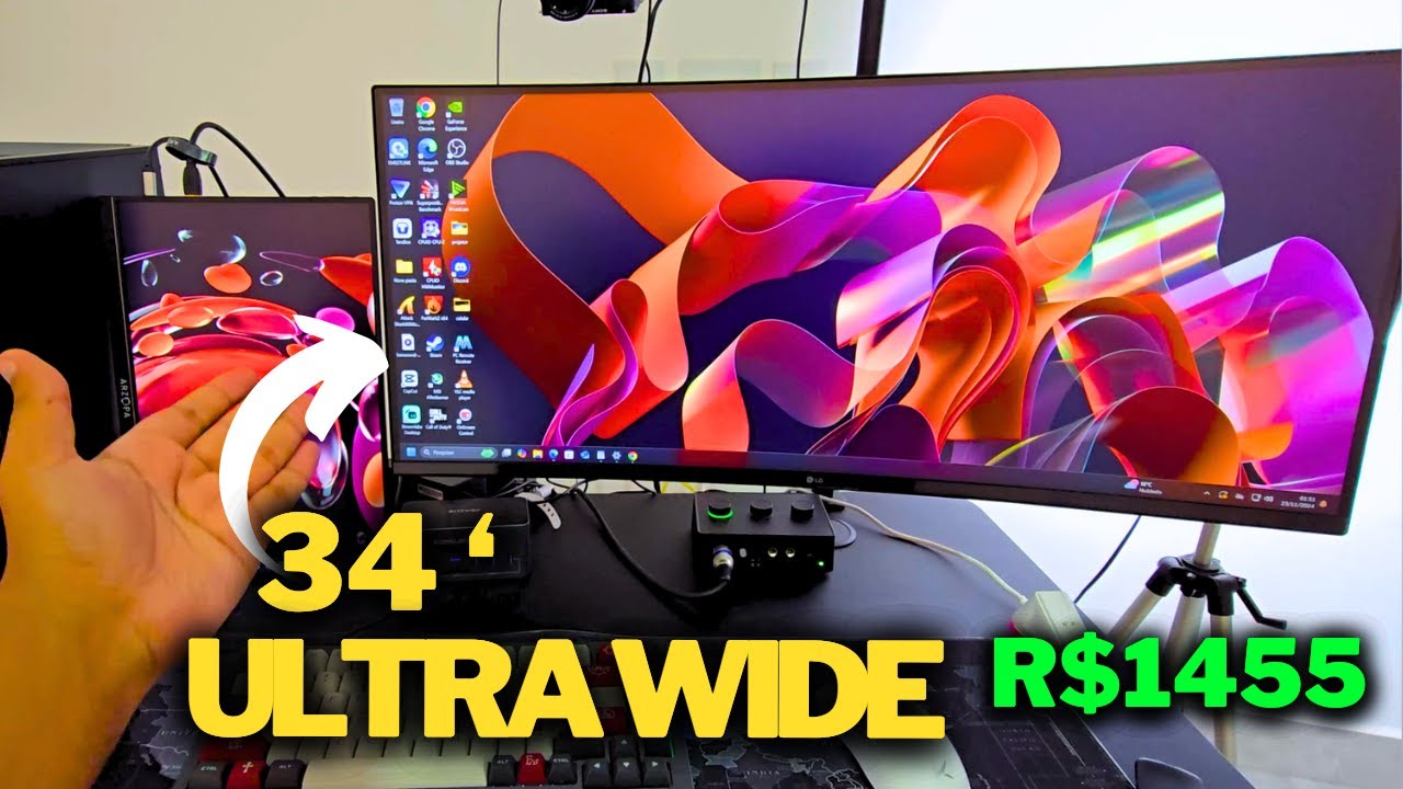 esse Monitor é GIGANTE! ULTRAWIDE, QUAD HD , 100HZ e ainda foi barato!  LG 34WR50QC