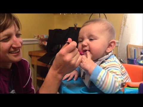 First time with rice cereal, 2/10/13