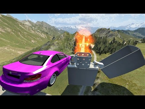 Jumping Open Bridge with Zippo Lighter - Beamng drive (Jumping Crashes)
