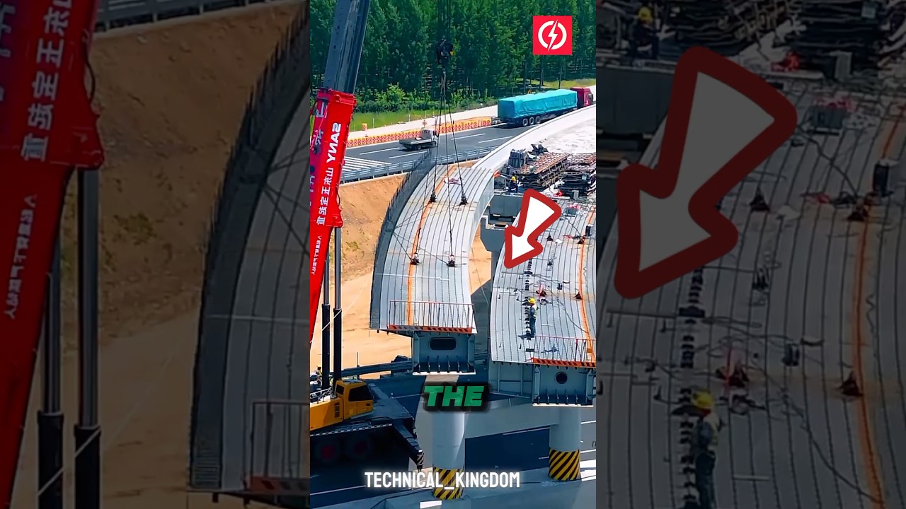 Expressway Hub Ramp Steel Girder Box Installation Process ✨😲 #construction #shorts #viral
