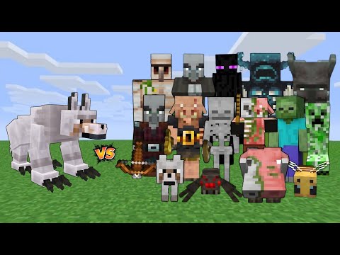 MUTANT Wolf vs All Mob In Minecraft - Minecraft Mob Battle