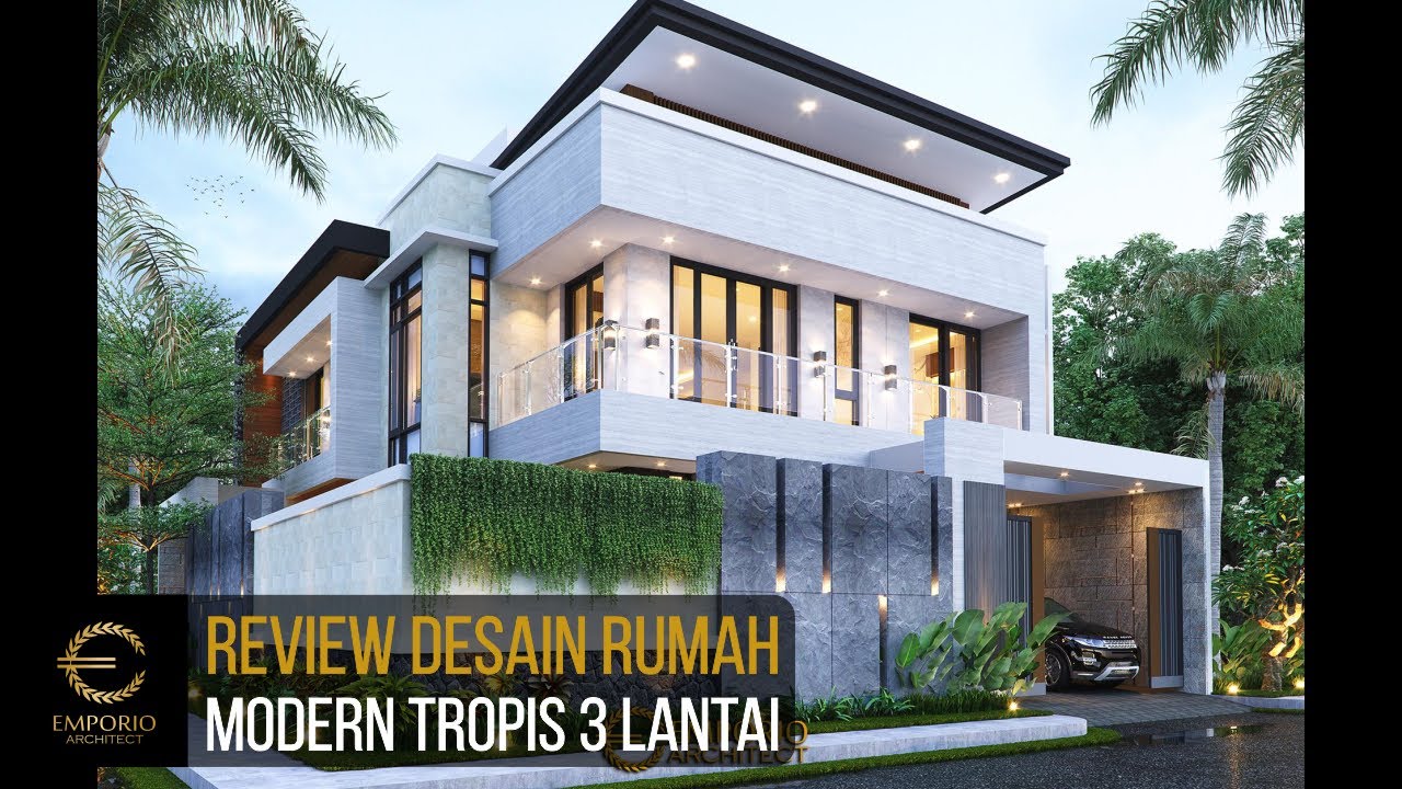 Video 3D Jasa Arsitek Desain Rumah Modern 3 Lantai Luas 400 m2 Lebar 15 m