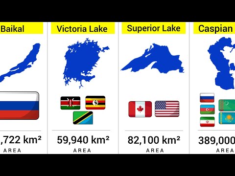 Top 50 Largest Lakes in the World | Size Comparison by Area