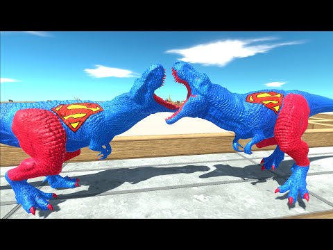 SUPERMAN T-REX SKY DEATH RUN - Animal Revolt Battle Simulator