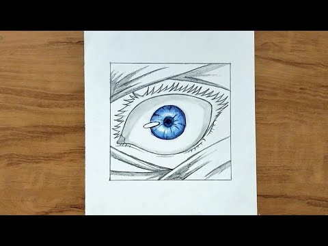 How to draw Saturo Gojo  eye's 👀 step by step tutorial 🤞✏️|how to draw Anime eye 👀