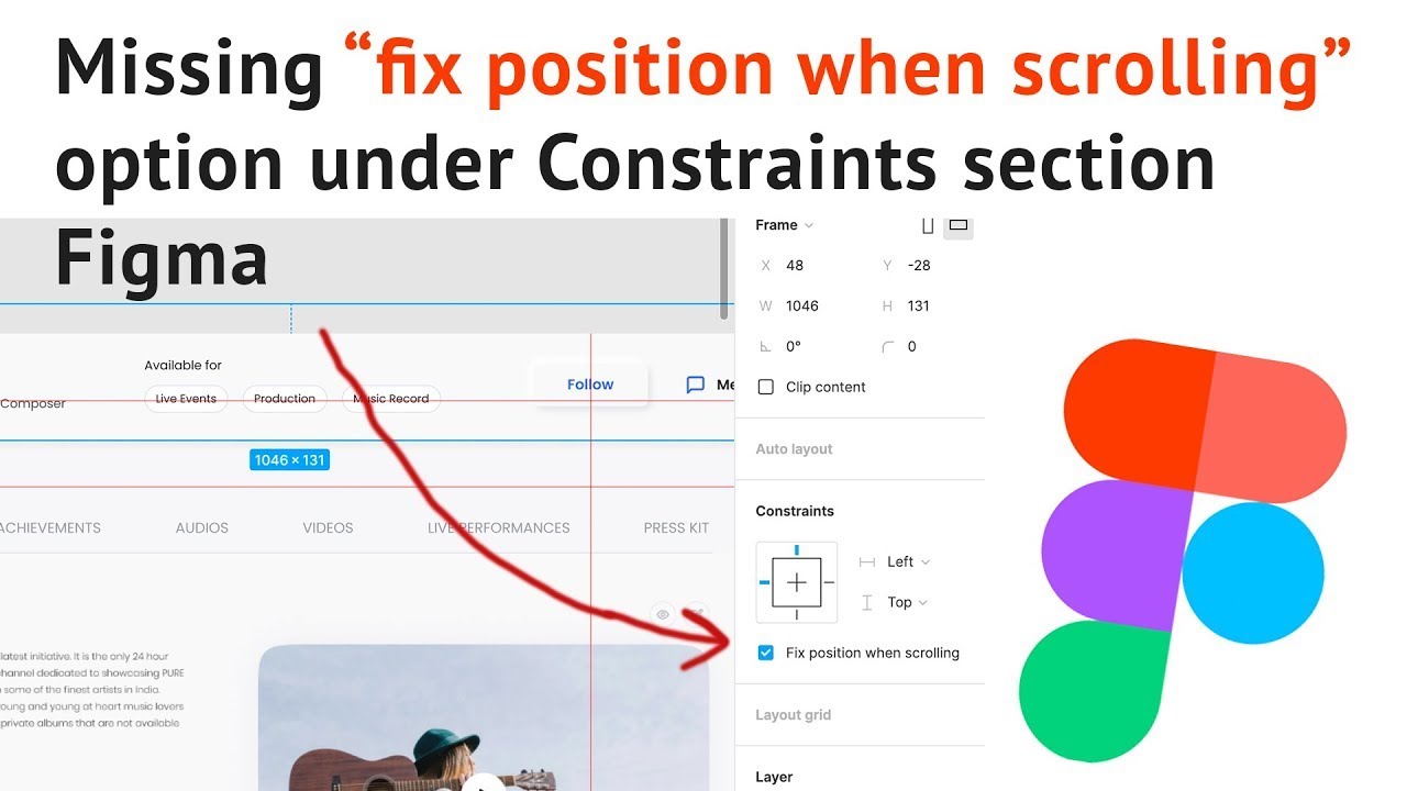 Missing “fix position when scrolling” option under Constraints section Figma