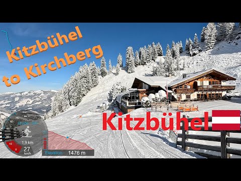 [4K] Skiing Kitzbühel KitzSki, Crossing the Mountain to Kirchberg Fresh Snow, Austria, GoPro HERO11