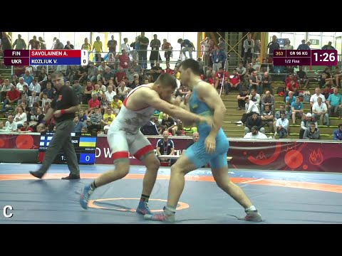 1/2 GR - 96 kg: A. SAVOLAINEN (FIN) df. V. KOZLIUK (UKR), 2-1