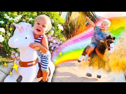 リアルユニコーンと馬のレース!ポニシクル玩具サプライズ! (RACING REAL UNICORNS AND HORSES! PONYCYCLE TOY SURPRISE!)