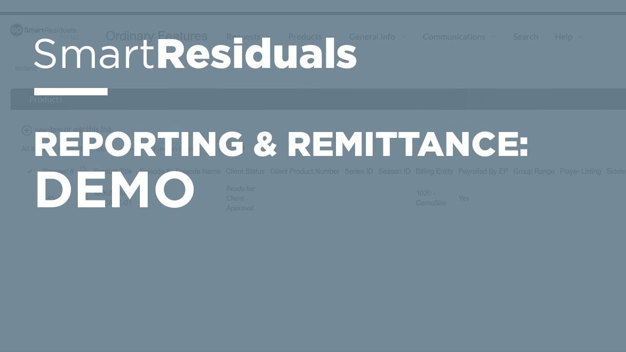 SmartResiduals: Reporting and Remittance - Demo