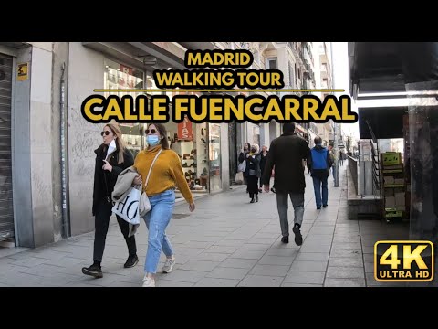 Spain Centre Madrid 2022 - Calle Fuencarral, Quevedo & Bilbao-Winter Walking Tour[4k Ultra HD 60FPS]