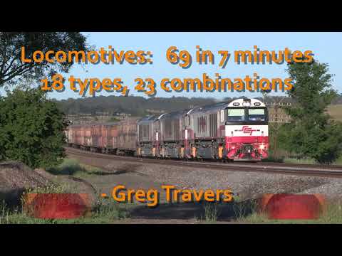 Australian Locomotives: 69 in 7 minutes; 18 types; 23 combinations on the NSW South in November 2020