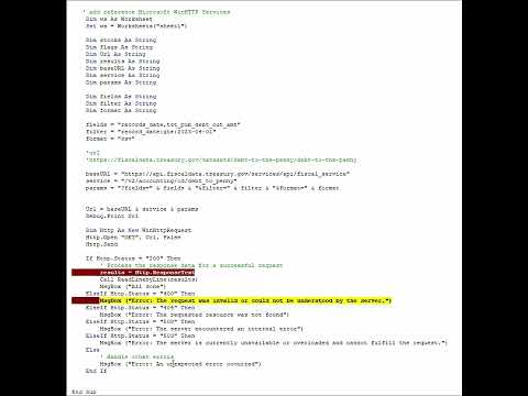 Excel VBA #6 - Web API Status Code.  How HTTP status codes after calling a Web API Method.  #shorts