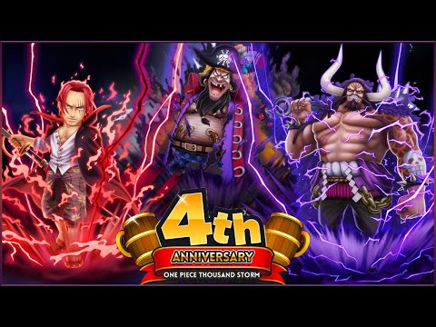 One Piece Thousand Storm JP 4rd Anniversary Raids | Shanks, Blackbeard, Kaido & Big Mom Gameplay