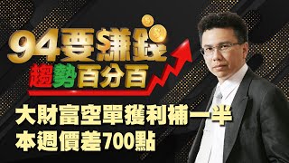 大財富空單獲利補一半 本週價差700點