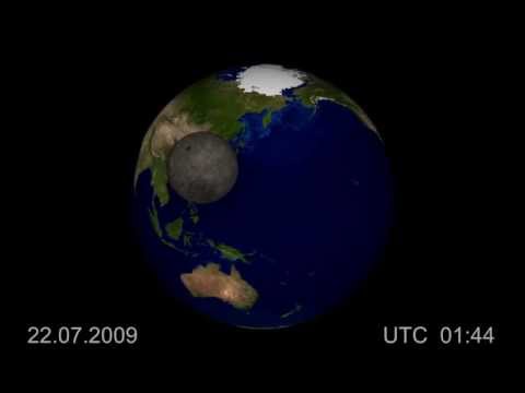 totale Sonnenfinsternis am 22.07.2009 von der Sonne betrachtet
